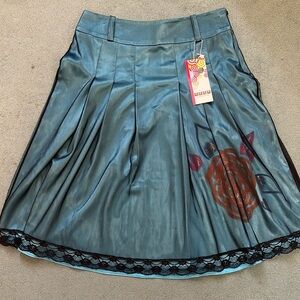 Elegant Blue Skirt with Floral Design